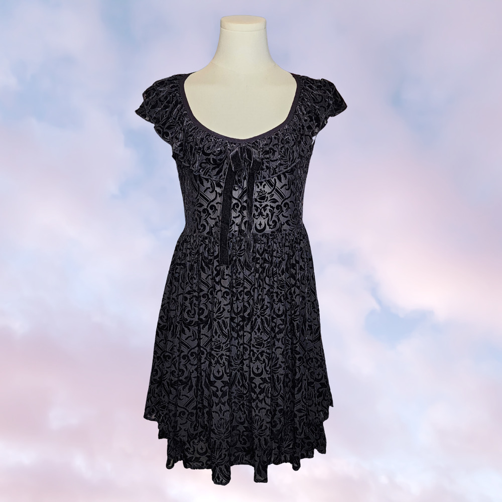 Killstar Black Velvet Burnout Midi Dress